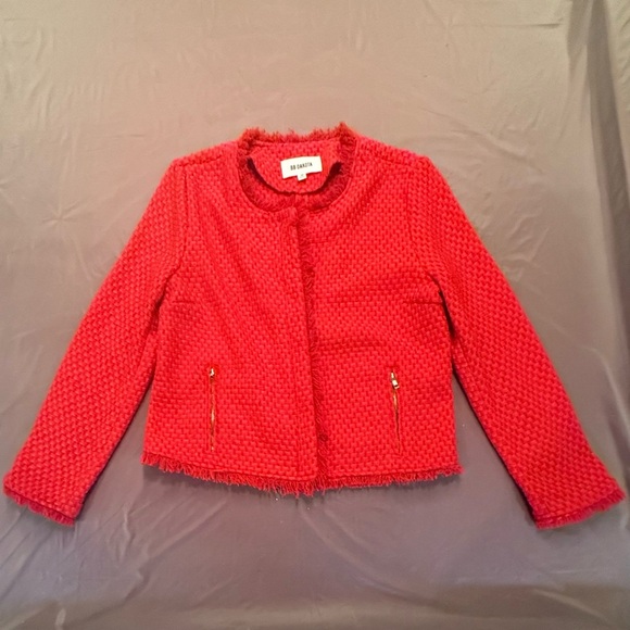 BB Dakota Red Tweed Jacket with Gold Zippers Size Medium - Picture 2 of 9